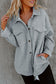 Gray Retro Quilted Flap Pocket Button Shacket - Final Sale