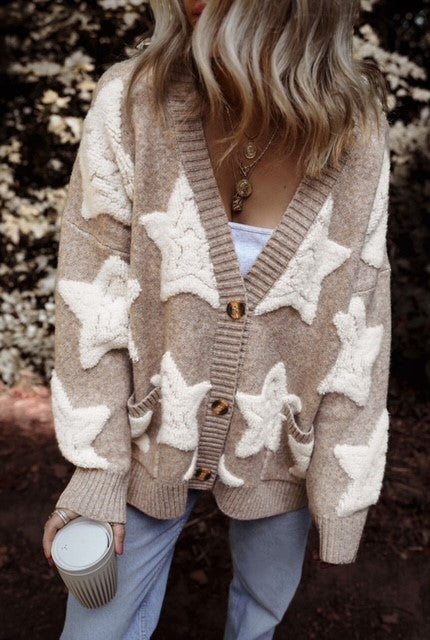 Beige Star Cardigan - Final Sale