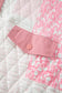 Pink Floral Quilted Half Button Pocketed Pullover Sweatshirt