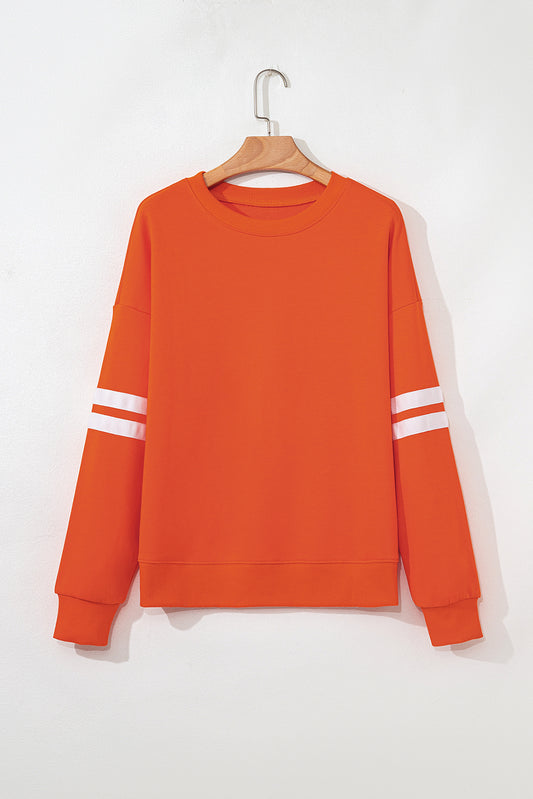 Tillandsia Purple Varsity Striped Detail Drop Shoulder Oversized Sweatshirt