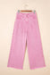 Pink Beaded Side Detail Split Loose Jeans