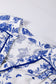 Blue Ruffled Short Sleeve Tiered Floral Midi Dress