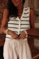 Black Stripe Buttoned V Neck Slim Fit Sweater Vest