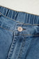 Stone Blue Star Patchwork Cropped Wide Leg High Waist Jeans