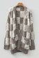 Brown Confetti Dot Checkered Print Open Cardigan with Pockets