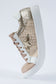 Gold Glitter Star Patchwork PU Leather Lace-up Sneakers