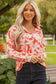 Orange Botanical Print Single Chest Pocket Button Up Shirt