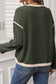 Four Leaf Clover Contrast Color Trim Knit Drop Shoulder Loose Top