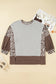 Gray Plus Size Leopard Color Block Patchwork Dolman Sweatshirt