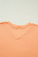Grapefruit Orange Waffle V Neck Short Sleeve Knit Top