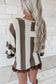 Red Stripe Colorblock V Neck Bracelet Sleeve Sweater