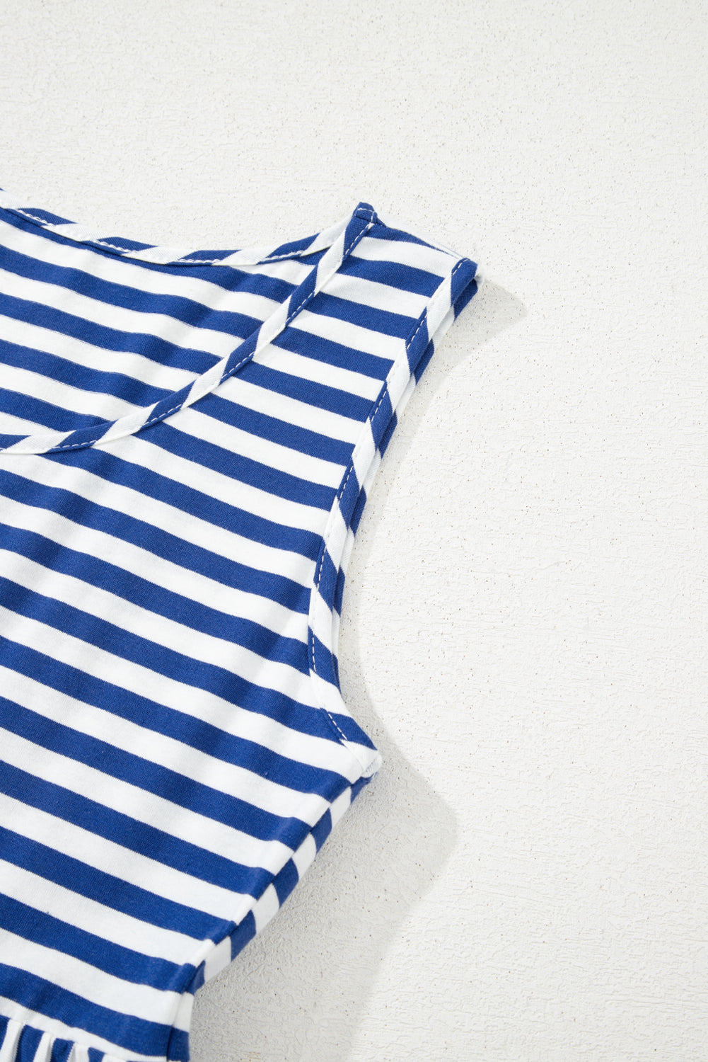 Sky Blue Stripe U Neck Sleeveless Loose Fit Mini Dress