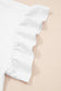 Black Solid Color Ribbed Ruffled Short Sleeve T Shirt