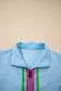 Beau Blue Striped Detail Flutter Sleeve Zipped Collar Short Set