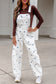 Jet Stream Polka Dot Print Bib Pocket Denim Barrel Overalls Jumpsuit