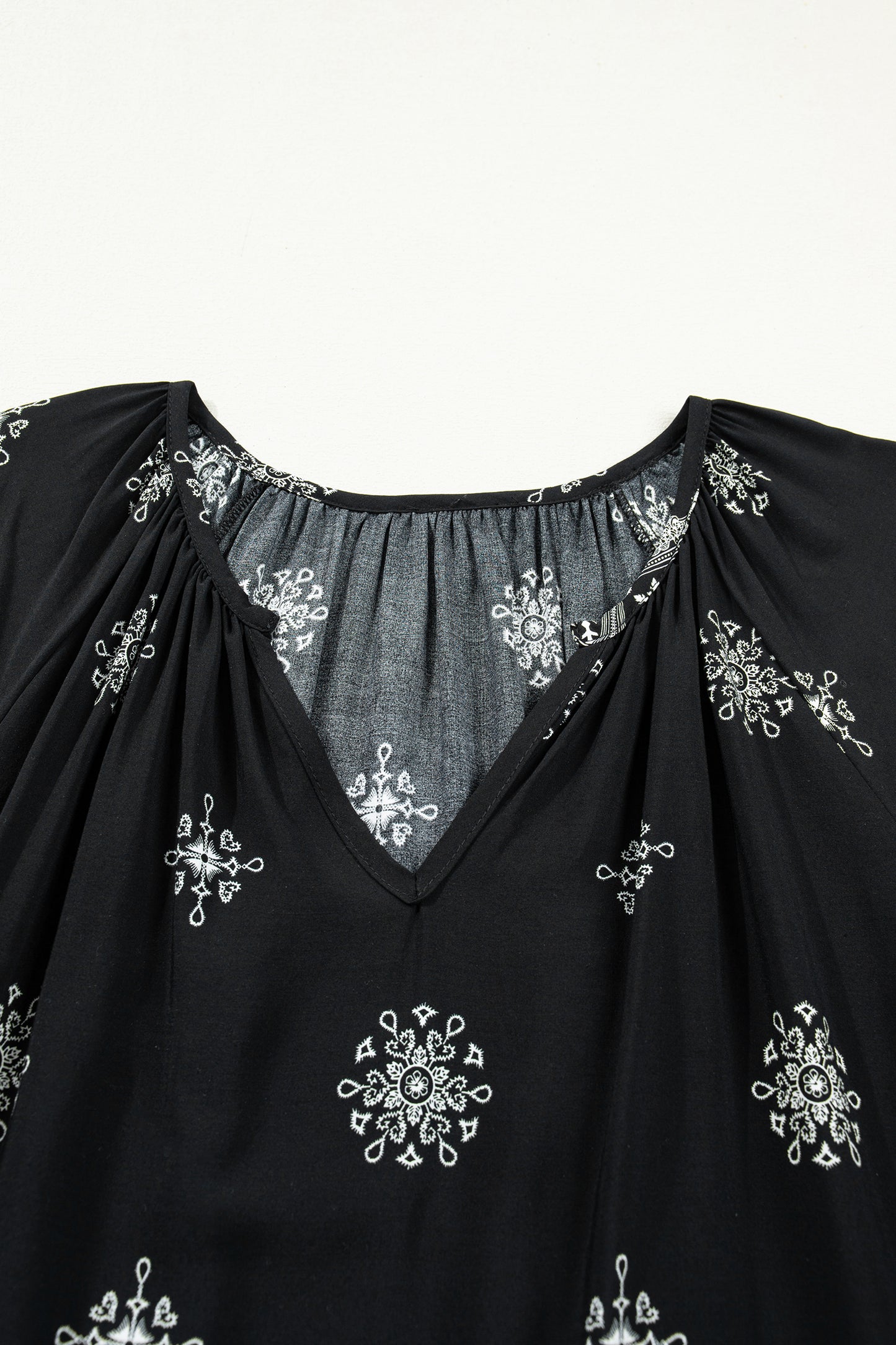Green Boho Chic Notched V Neck Plus Floral Short Sleeve Top