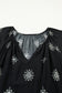 Green Boho Chic Notched V Neck Plus Floral Short Sleeve Top