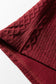 Racing Red Rhombus Textured Striped Patchwork Zip Neck Pullover Sweatshirt