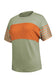 Tan Color Block Striped Detail Loose T Shirt