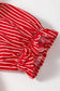 Red Stripe Ruffled Short Puff Sleeve Button Front Blouse