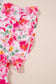 Pink Floral Boxy Fit Ruffled Short Sleeve V Neck Blouse