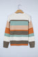 White Striped Color Block Knit Drop Shoulder Sweater