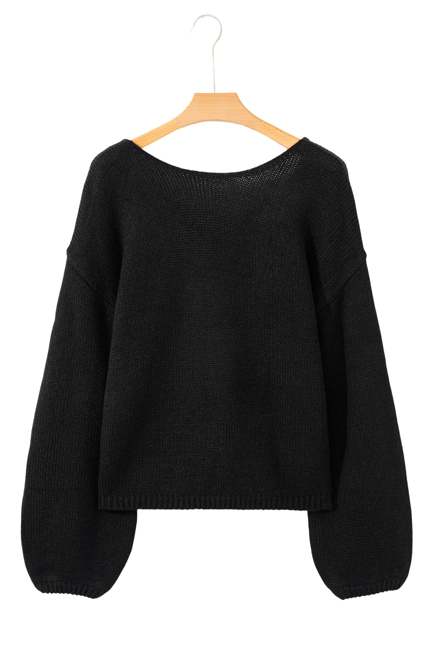 Bright Green Festive Bow Backless Bubble Sleeve Sweater