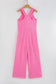 Bonbon Mineral Wash Raw Seam Patchwork Wide Leg Loose Jumpsuit