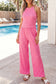 Pink Polka Dot Print Slim Tank Loose Pants 2pcs Outfit