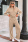 Gray Morn Varsity Striped Detail Crewneck Pullover Elastic Sweatpants 2pcs Outfit