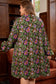 Green Plus Size Floral Print Collared V Neck Loose Mini Dress