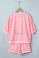 Sky Blue Polka Dot Oversized Top Drawstring Short Set