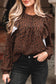Brown Leopard Print Ruffled Puff Sleeve Blouse