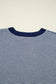 Blue Stripe Color Block Patchwork Dolman Oversize Tunic Sweater