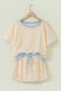 Apricot Colorblock Edge Drop Shoulder T Shirt and Skort 2Pcs Set