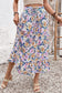 Pink Floral Print Lace-up High Waist Ruffle Hem Maxi Skirt