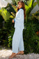 White Stripe Collared Pullover Top and Drawstring Pant Set