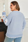 Gray Fuzzy Flower Scalloped V Neck Plus Sweater
