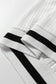 White Textured Knit Preppy Striped Trim V Neck Pullover Waffle Top