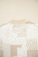 Khaki Patchwork Floral Print Mock Neck Long Sleeve Sweatshirt
