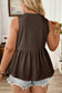 Blue Sapphire Plus Size Solid Color Bow Tie Peplum Tank Top