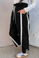 Bright Green Contrast Striped Smocked Waist Drawstring Cropped Casual Pants