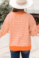 Red Stripe Exposed Seam Drop Shoulder Casual Pullover Top