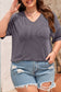 Light Grey Textured V-Neck Dropped Shoulder Plus T-Shirt