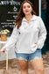 Gray Camo Leaves Patchwork Zipped Collar Pullover Plus Size Sweatshirt