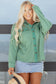 Grass Green Waffle Knit Vintage Patchwork Button Up Loose Shirt