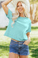 Mint Green Mineral Wash Raglan Sleeve Boxy Fit Cropped Tee