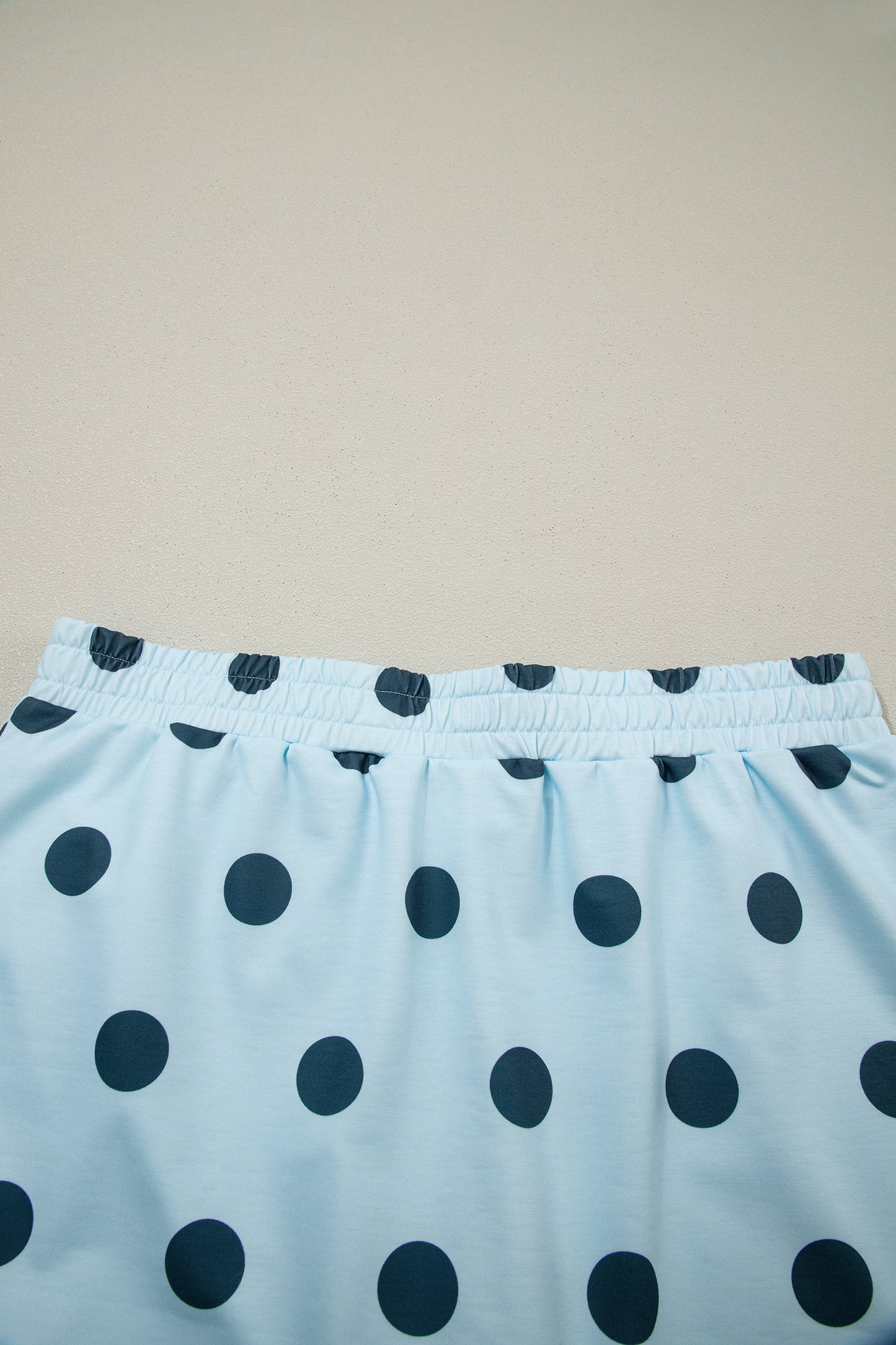 Pink Ribbed Trim Polka Dot Print Tank Split Mini Skort 2pcs Set