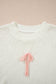 White Short Sleeve Knit Contrast Bow Knot Loose Sweater