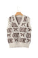 Brown Western Horseshoe Bow Printed V Neck Loose Sweater Vest